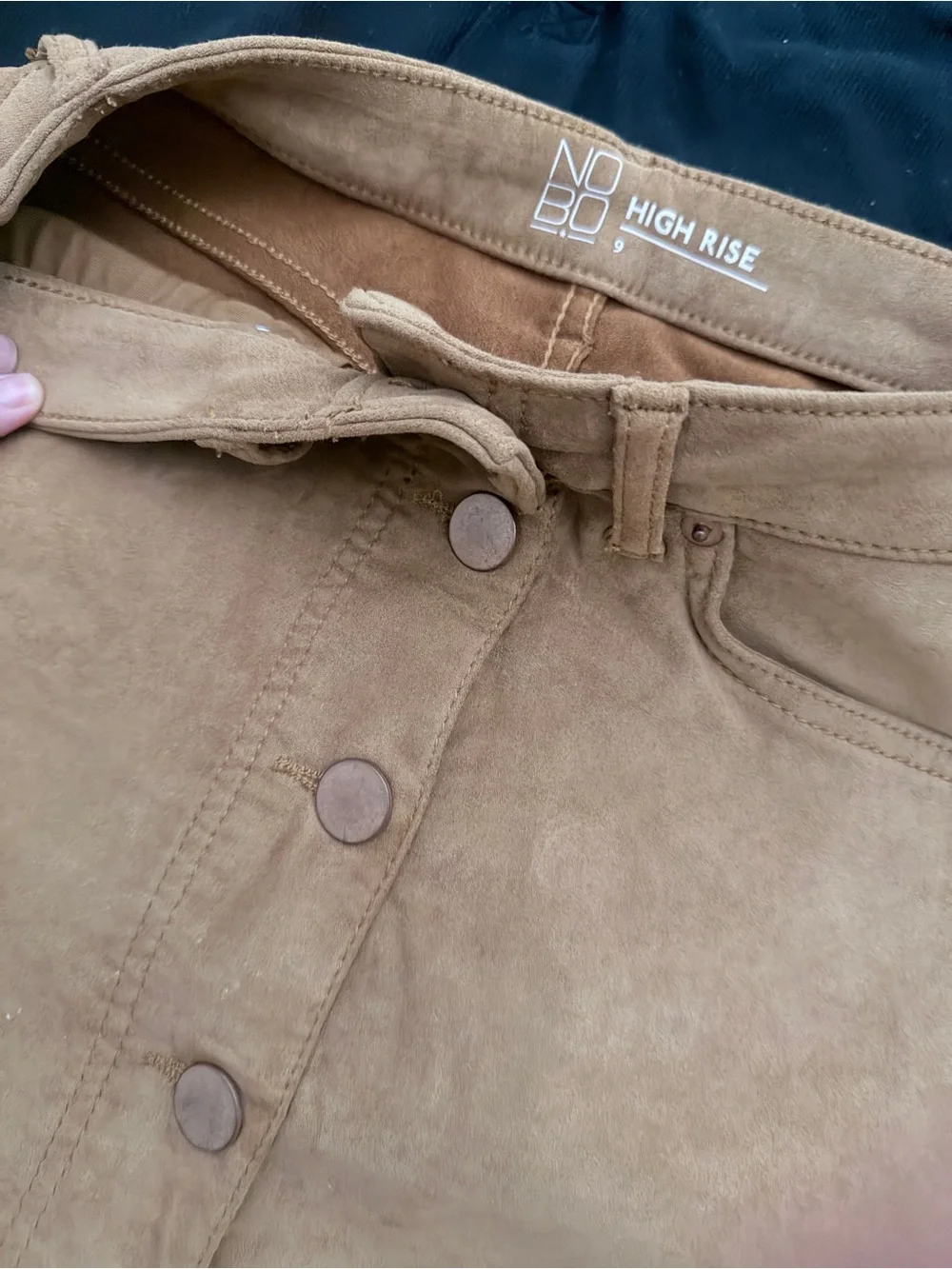 No Boundaries High Rise Button-Front Mini Skirt - Tan - Picture 3 of 4